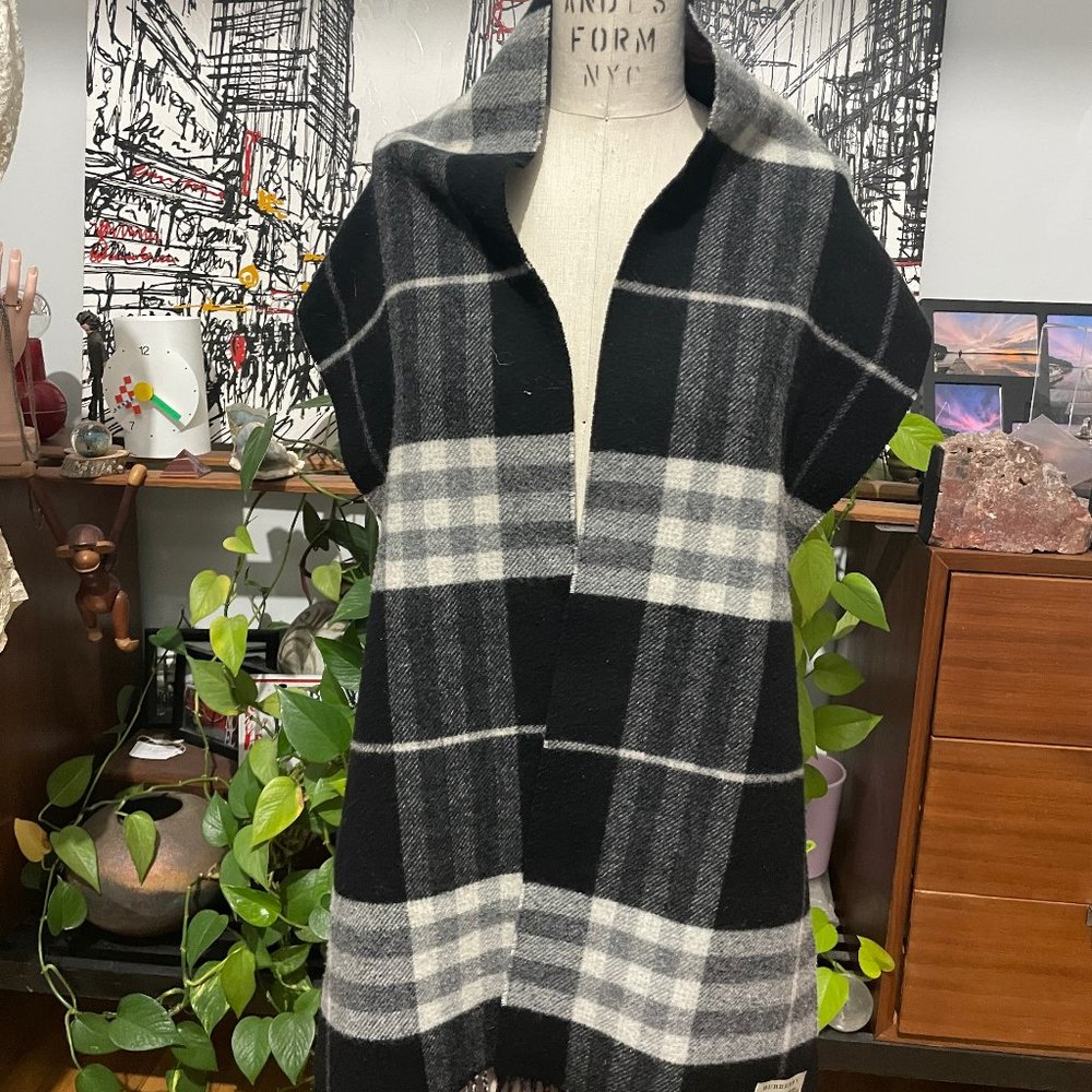 100% Authentic Burberry Merino Wool & Cashmere Blend Reversible Scarf - Picture 3 of 10
